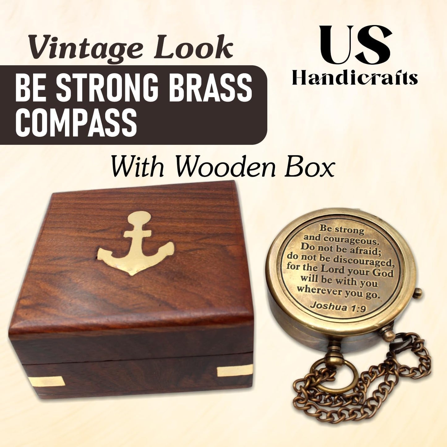 Compass with Stamped Wooden Case