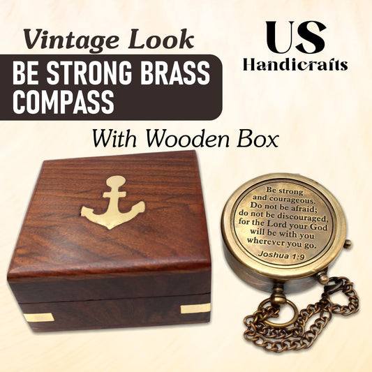 Compass with Stamped Wooden Case