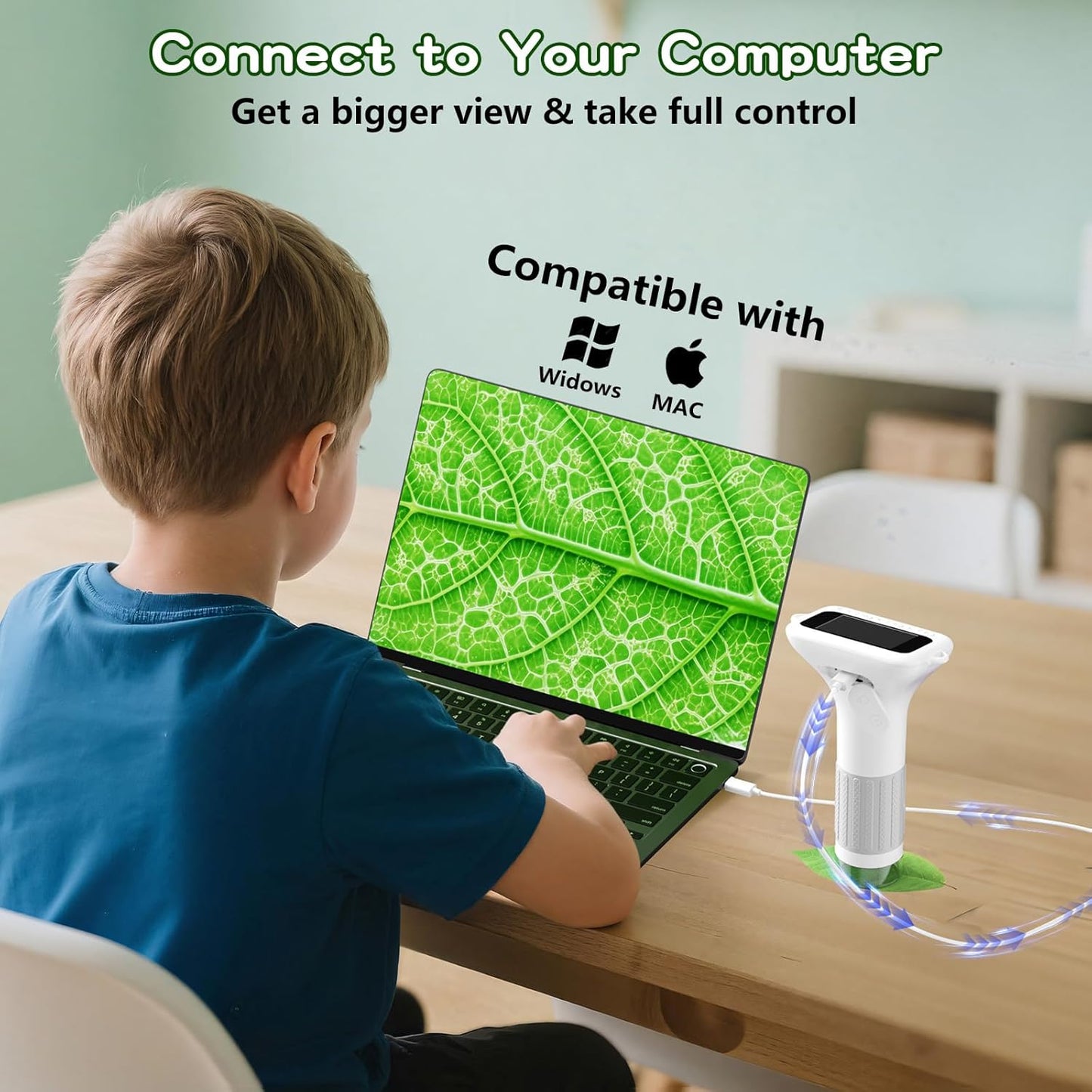 Odatay Microscope for Kids with 12 Slides, 100X-1000X 1080P Digital Handheld Kids Microscope, Mini Portable Pocket Miniscope Science Toys Gifts for 3+ 4 5 6 7 8 9 10 11 12 Year Old Boys Girls, Blue