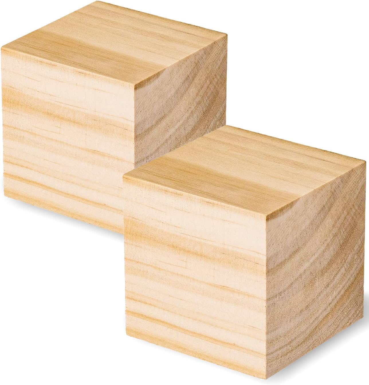 Wood Blocks for Crafts, Unfinished Wood Cubes, 2 Inch Natural Wooden Blocks, Pack of 8 Wood Square Blocks, Wooden Cubes for Arts and Crafts and DIY Projects