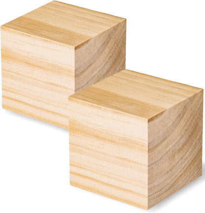 Wood Blocks for Crafts, Unfinished Wood Cubes, 2 Inch Natural Wooden Blocks, Pack of 8 Wood Square Blocks, Wooden Cubes for Arts and Crafts and DIY Projects