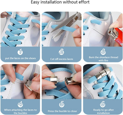 Press Lock Shoelaces Without Ties Elastic Laces Sneaker Widened Flat No Tie Shoe Kids Adult Shoelace For Shoes