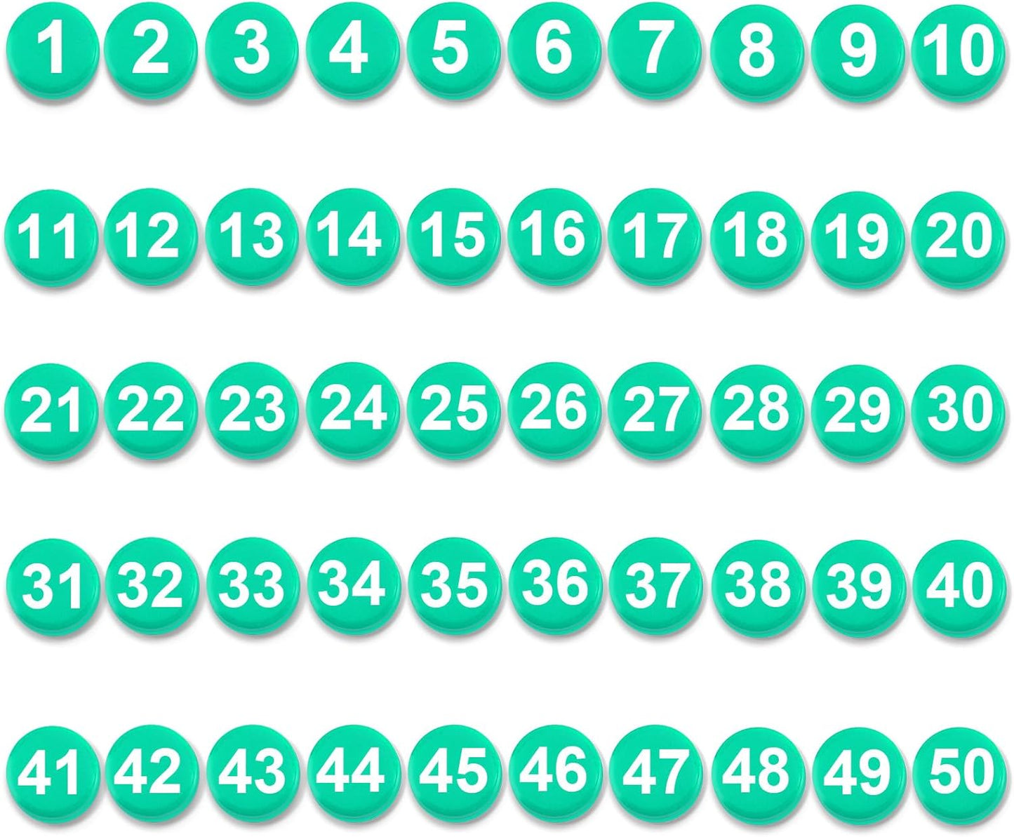 1-50 Magnetic Numbers, 0.8" Multi-Use Numbered Magnets Round Dry Erase Board Number Magnets for Fridge Calendar Whiteboard Home Classroom Office Supplies (Green)
