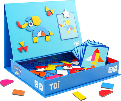 Toi Kids Magnet Toys Magnetic Jigsaw Puzzle Boxes with Game Board for Kids Ages 3-8, Portable Travel Game, Transport