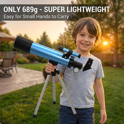 Telescope for Kids 8–12, Beginner Kids Telescope 50mm Aperture with Tripod, 2 Eyepieces & Finder Scope, 100x Magnification, STEM Educational Gift for Boys & Girls, Blue