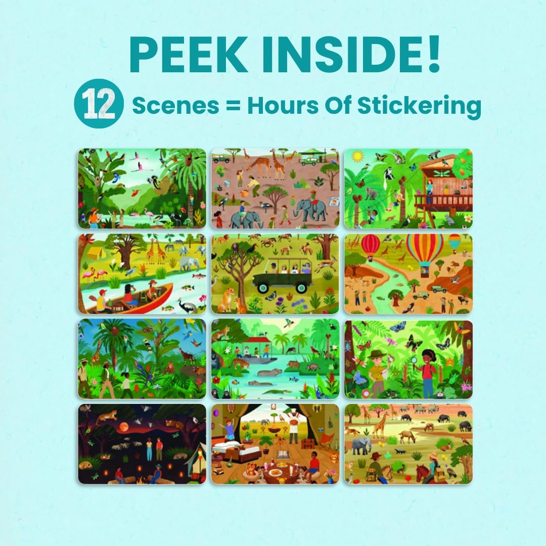 Animals Habitat 500+ Kids Sticker Book by Cupkin Toddler Airplane Travel Activity Coloring and Sticker Book, Road Trip Essentials, 12 Coloring Pages + 12 Scenes for Ages 2–8 Years - Colors A