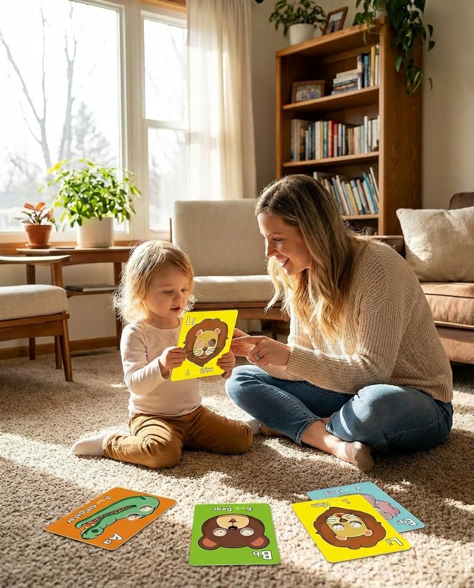 Giant Animal Alphabet Flash Cards - 26 Uppercase & Lowercase Letter Cards - Professional Literacy Tool for Preschool & Kindergarten Learning