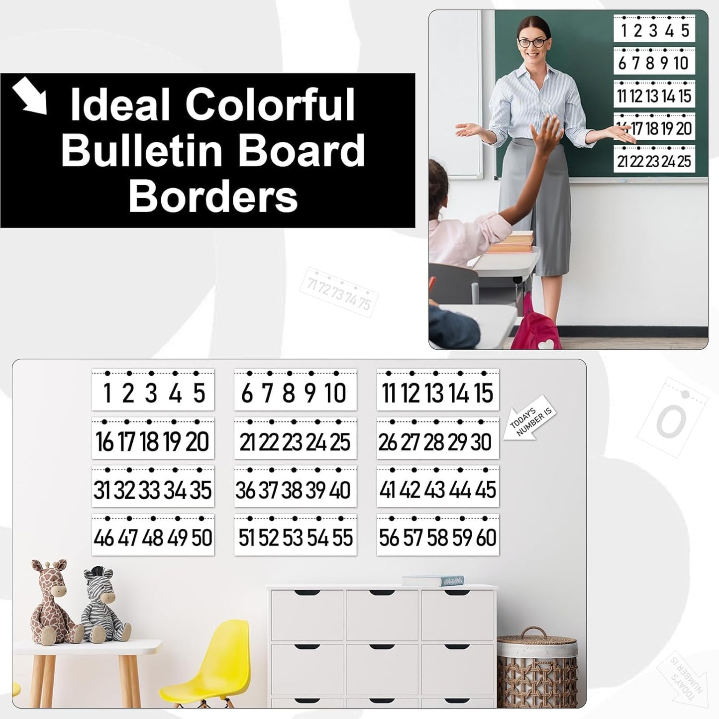 Number Line for Classroom Wall (-20 to +120) Boho Heart Shape Number Bulletin Board for Students Math Learning Boho Bulletin Border Decor Numbers Boarder Strips for Home School