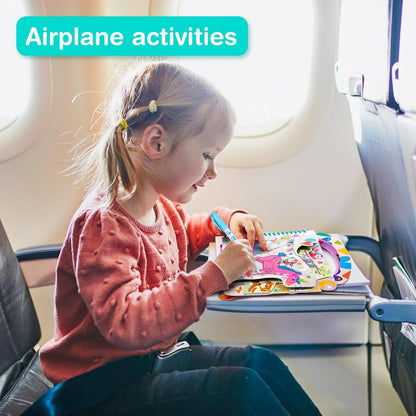 Avenir Reusable Water Coloring Book for Toddlers 3-5 – Mess-Free Paint-with-Water Travel Toy Airplane Activities Road Trip Quiet Book, Water-Reveal Activity Pad, 3-in-1 Creative Set