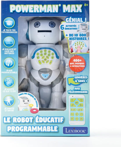 LEXiBOOK, Powerman Neo, My Robot Full of Technology, Remote Control and Gesture Control, Educational Activities in English, Programmable, Music and Dance, Sound and Light Effects, Blue/White, ROB18EN