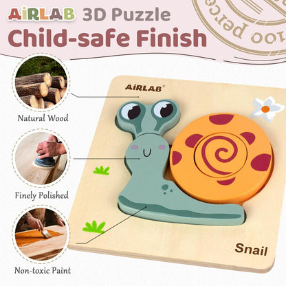 Wooden Puzzles for Toddlers 1 2 3 Year Old Animals Shape Puzzle Toys for Travel Airplane Gift for Kids Montessori Early Development Gifts for Baby Boys Girls with Drawstring Bag Pack of 4
