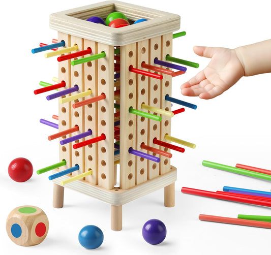 Montessori Game Wooden Board Game, Multiplayer for Kids 4-8, Math Educational, Fine Motor Skill Toy for Girls Boys, Classic Fun Games for Age 3 4 5 6 7 8 Girls Boys Gifts (Storable)