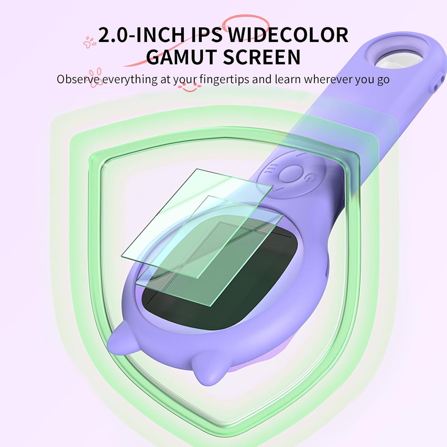 Microscope for Kids - Electronic Handheld Magnifying Glass for Children-STEM Outdoor Science Kit for Summer Travel & Camping Toy,Birthday Gifts Toys for 5-8 9-12 Year Old Girls（Purple）