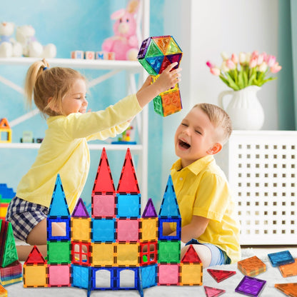 AFUNX Magnetic Tiles Space Rocket Set,46 PCS Magnetic Building Blocks for Kids 3+, STEM Learning Toys, Safe & Durable Creative Construction Play, Gift for Boys & Girls