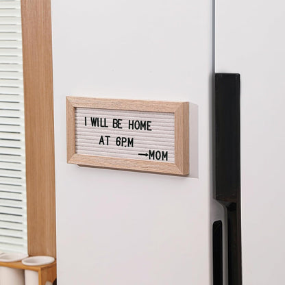 Small Magnetic Felt Letter Board 11x5Inch with Changeable Letters and Numbers, Message board Letter Sign Board in Wood Frame for Anoucement&Notification(Black)