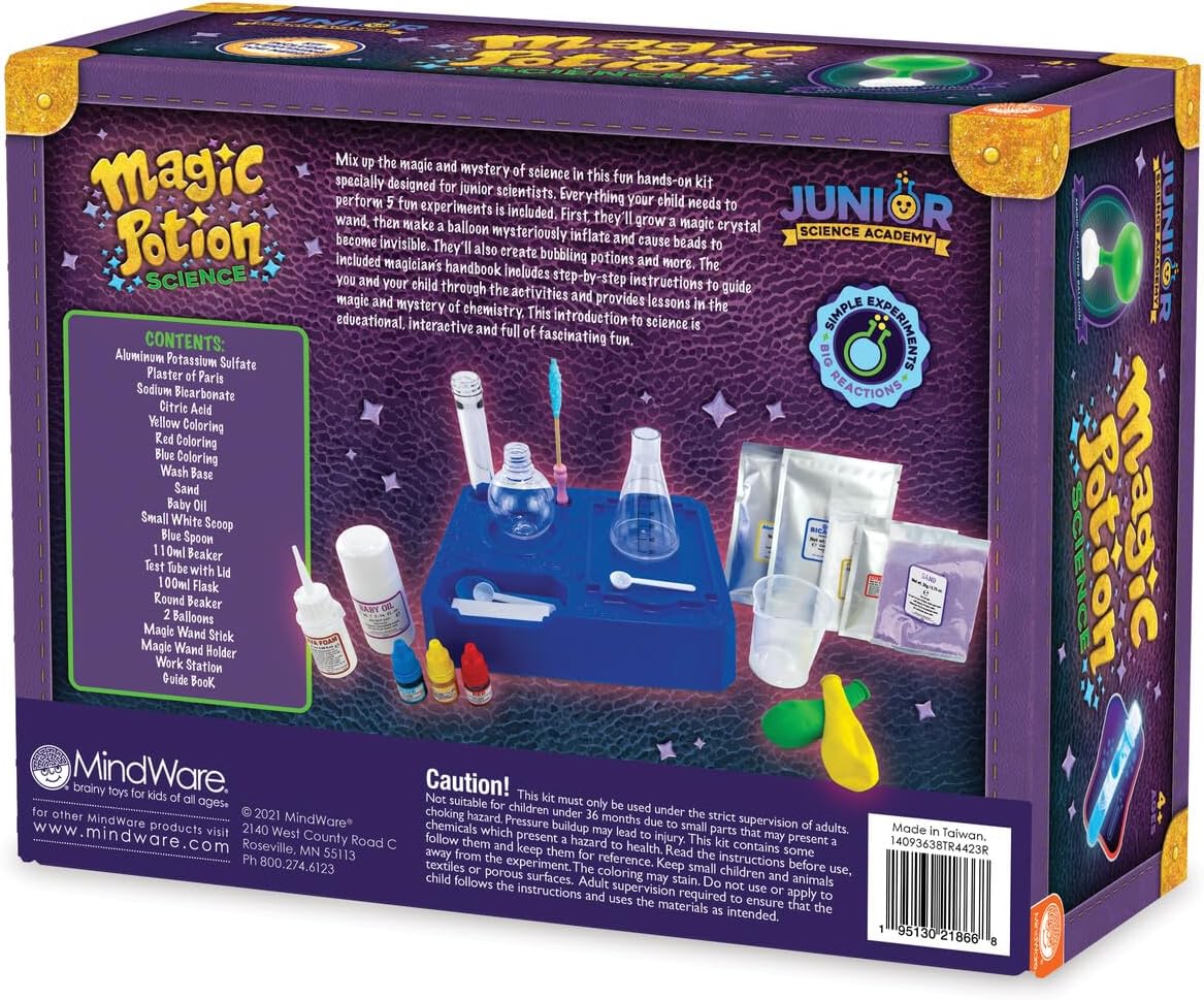 MindWare Junior Science Academy: Magic Potion Science Chemistry Set – 5 Amazing Beginning Kids Science Experiments for Kids Ages 4 & Up – Fun Science Lessons for Home or School