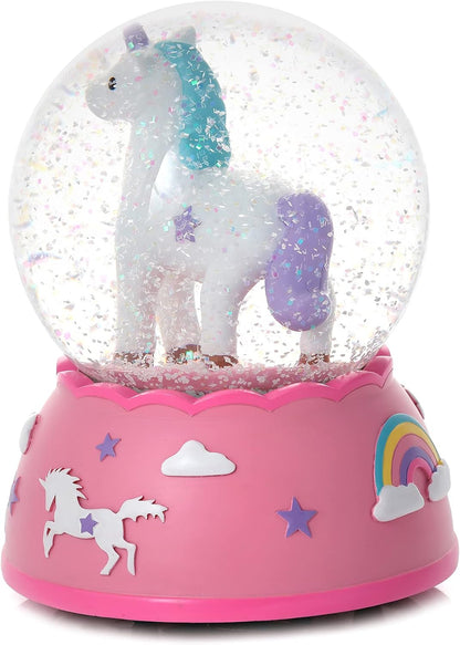 Shatterproof Unicorn Snow Globe for Girls - Handpainted with Musical Melody - Plastic Snow Globes for Kids - Unbreakable Snow Globe - Child Safe