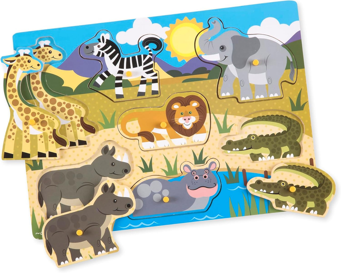 Melissa & Doug Safari Wooden Peg Puzzle (7 pcs)