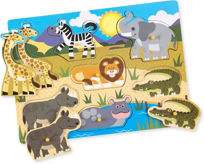 Melissa & Doug Safari Wooden Peg Puzzle (7 pcs)
