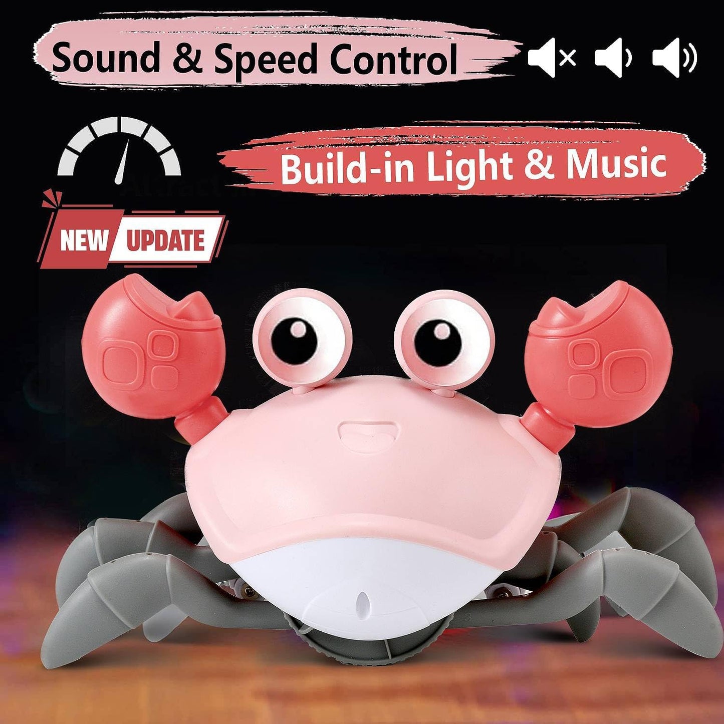 Crawling Crab Gear Set Toy - Tummy Time Musical Crab Toys Stacking & Building Blocks Educational STEM Game for Toddlers & Kids 3-5, 1 2 3 Yr Old Birthday Gift Christmas Stuff for 0-36 Month Boys Girls