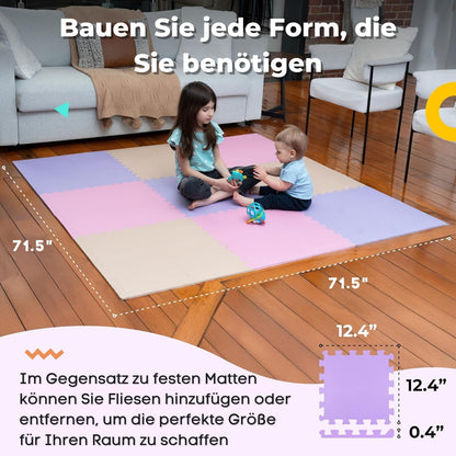 MioTetto Baby Play Mat, Soft Foam Floor Tiles for Kids. Adjustable Interlocking Foam Tiles, Fits with 50x50 Playpen Baby mat for Crawling & Development, Safe & Non-Toxic Playmat for Babies 6-12 Months