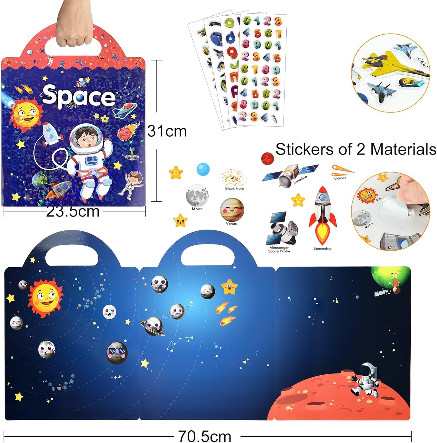 ASTARON Reusable Sticker Book for Toddlers, 88 Pcs Dinosaur Stickers Road Trip Activities Car Airplane Activities Travel Toys for Kids, Kids Quiet Time Activities (2-6 Age)