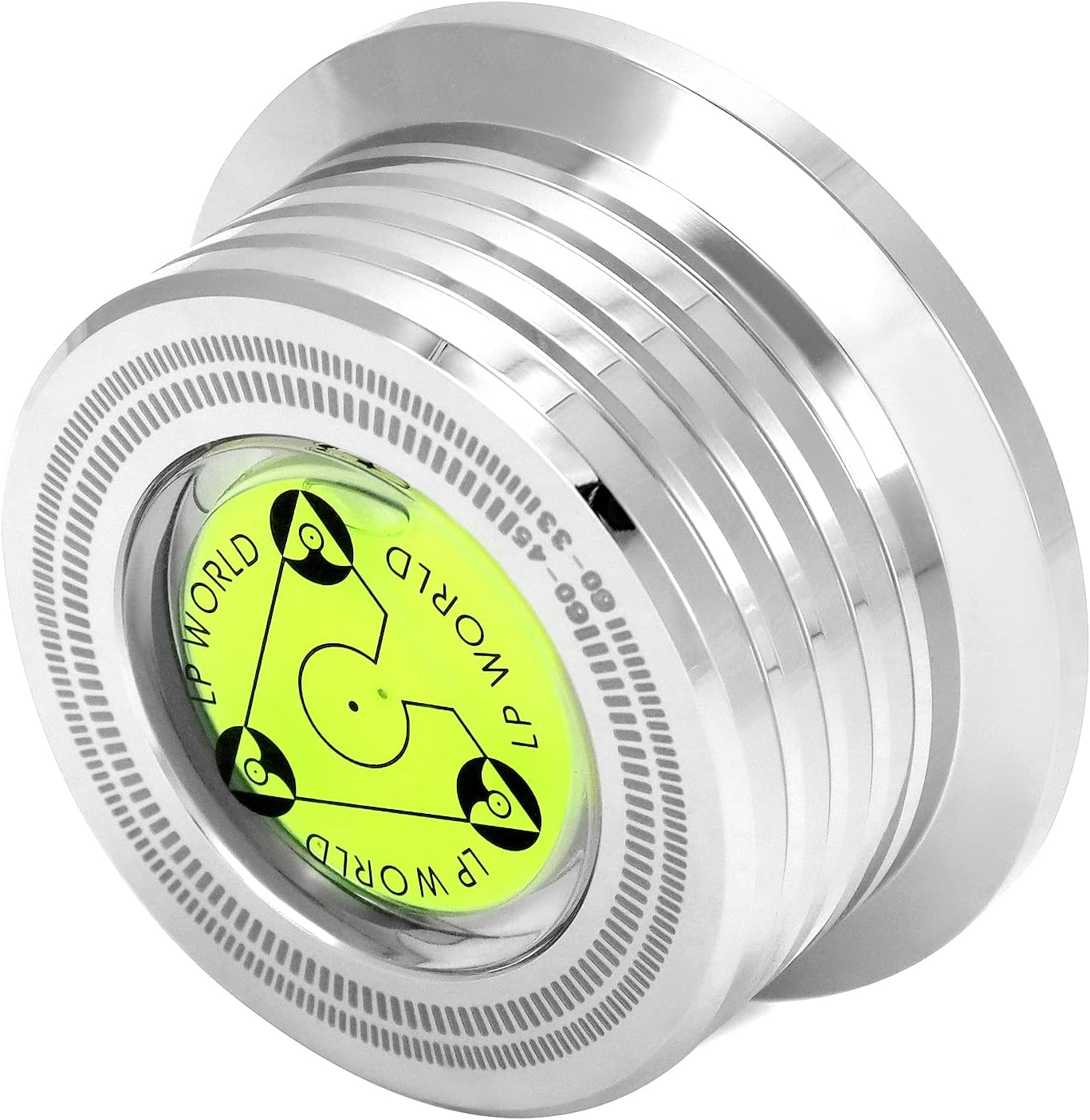 QWORK Record Weight Phono Disc Stabilizer, 60HZ Record Weight Stabilizer, with Bubble Leveling (60Hz, Silver)