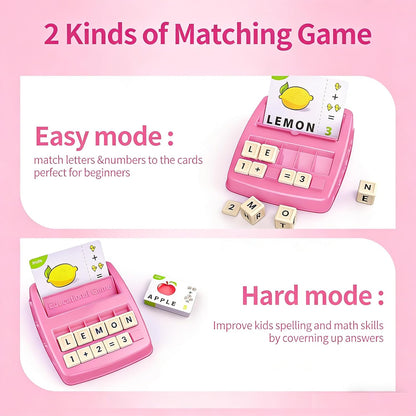 Matching Letter Game for Kids, 2 in 1 Educational Toys Alphabet Spelling & Reading, Number & Color Recognition Learning Flash Cards Birthday Gifts for Preschool Kindergarten Boys & Girls (Light Blue)