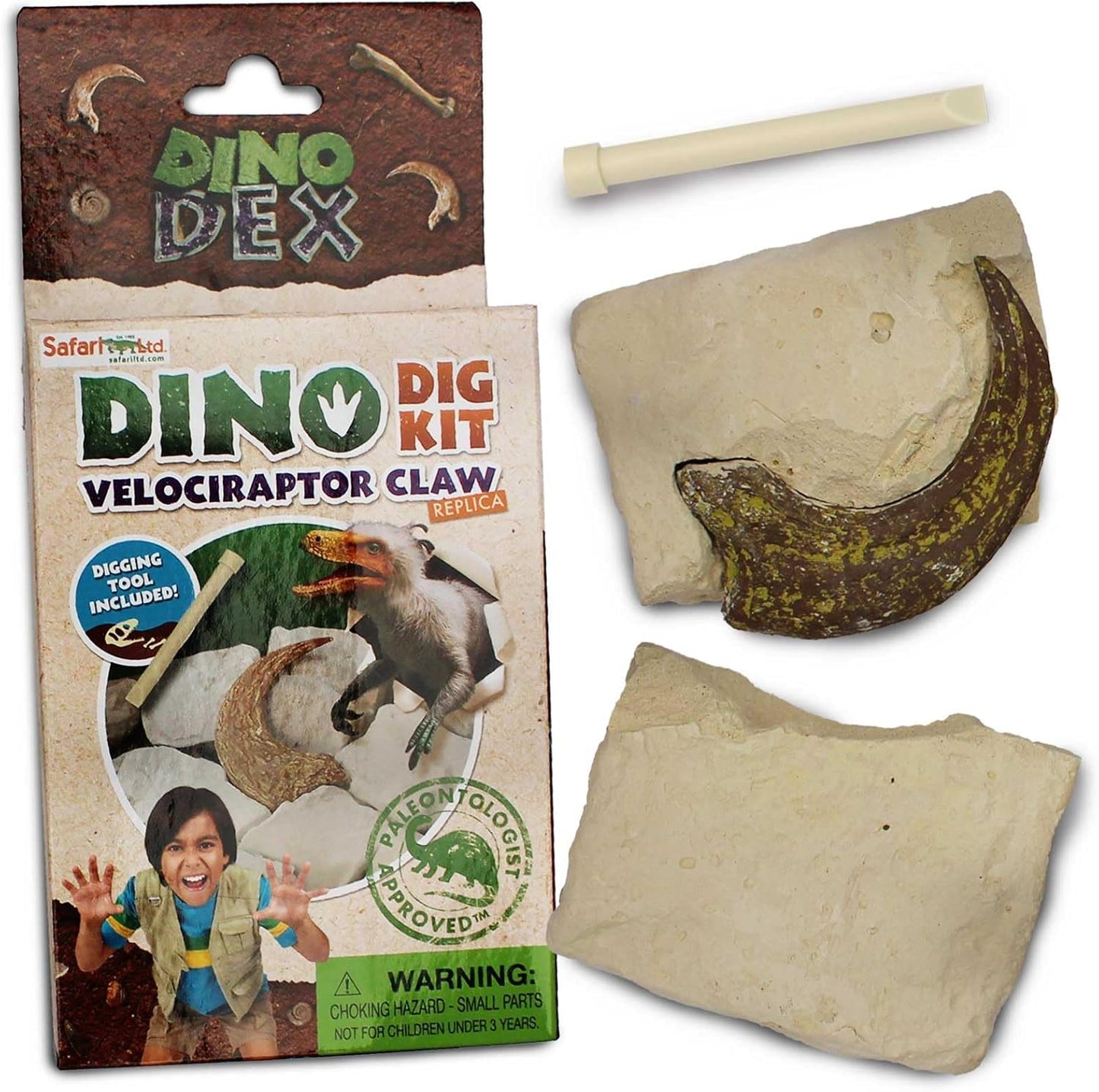 Safari Ltd. Dino Dexter Velociraptor Claw Excavation Kit - Realistic Dinosaur Dig Experience for Kids 6+