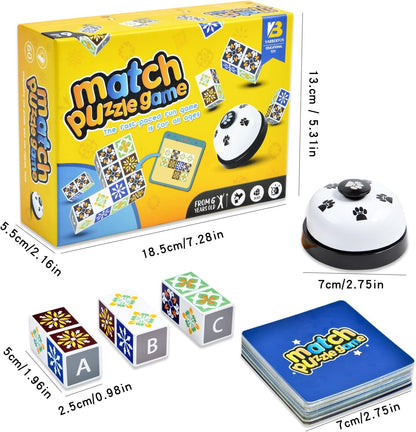 varbertos Wooden Matching Game Puzzle Games, Pattern Block Match Puzzles Building Cubes with Bell for Kids and Adults Toys Board Games for Family Night