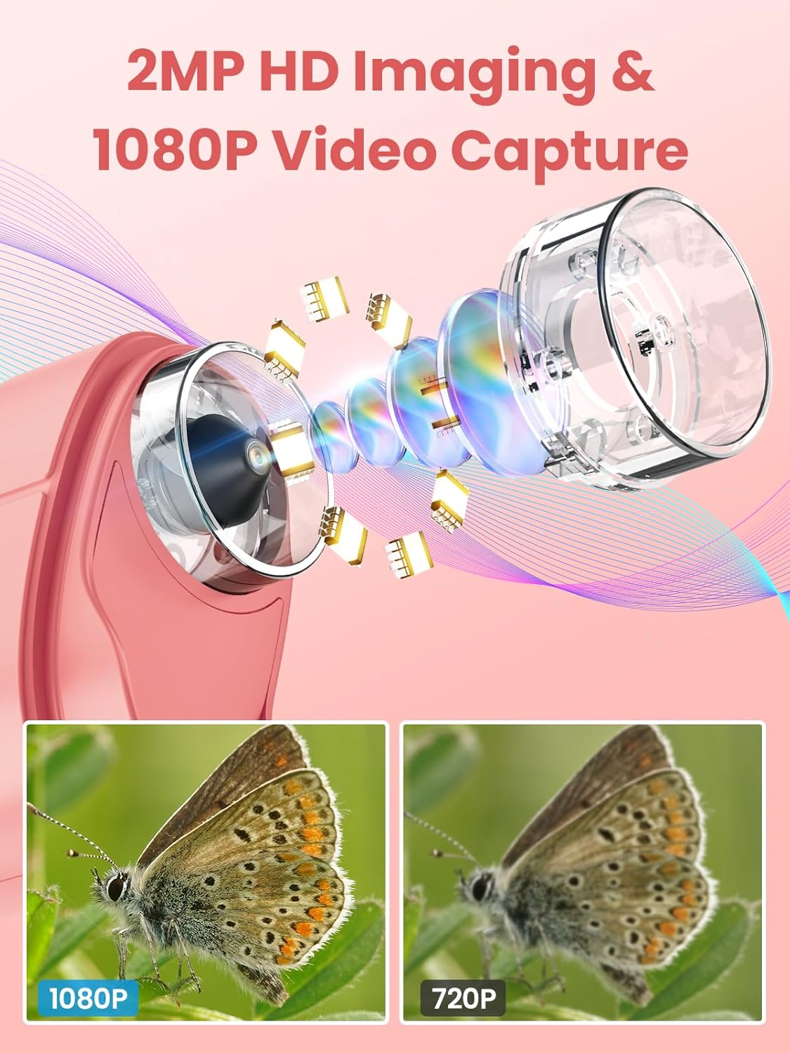 Microscope for Kids, 2.4 Inch Digital Microscope with 1000X Magnification, Handheld Camera Mini Pocket Magnifying Glass, Educational Birthday Gifts Toys for Ages 3+, Blue