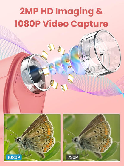 Microscope for Kids, 2.4 Inch Digital Microscope with 1000X Magnification, Handheld Camera Mini Pocket Magnifying Glass, Educational Birthday Gifts Toys for Ages 3+, Blue