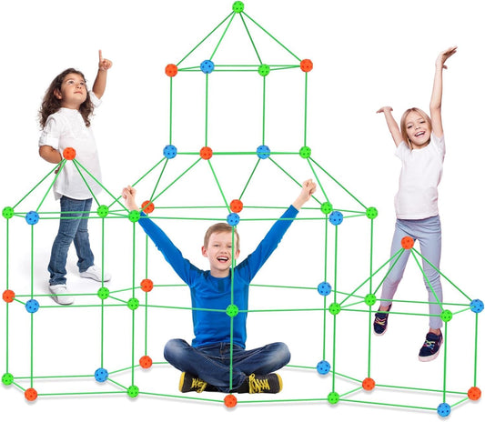 Fort Building Kit for Kids, 155 Pcs Construction STEM Toys Indoor Outdoor for 3 4 5 6 7 8+Years Old Boys and Girls Ultimate, Forts Builder Gift Build DIY Educational Learning Toy for Indoor Outdoor