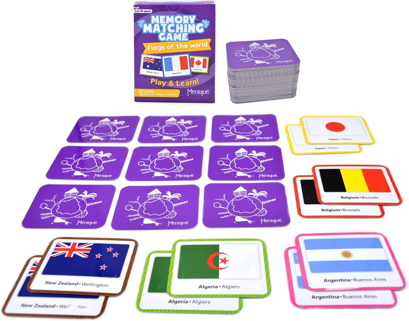 Menique Wild Animals Memory Matching Game – 80 Cards (40 Pairs) with Real Photos – Includes Educational Booklet with Animal Facts – Fun & Cognitive Game for Kids and Adults