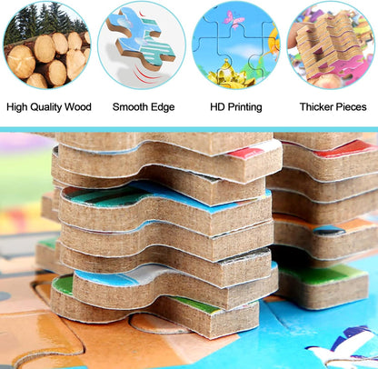 MZZOTOY Puzzles for Kids Ages 4-8, 60 Piece Puzzles for Kids Ages 3-5 in a Metal Box Girls and Boys Learning Educational Jigsaw Puzzle Toys Gifts