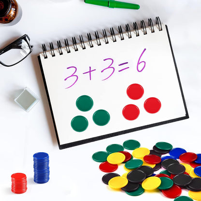 Coopay 500 Pieces Plastic Learning Counters Disks Bingo Chip Counting Discs Markers for Math Practice and Poker Chips Game Tokens Kids Reward, 1 Inch (Yellow)