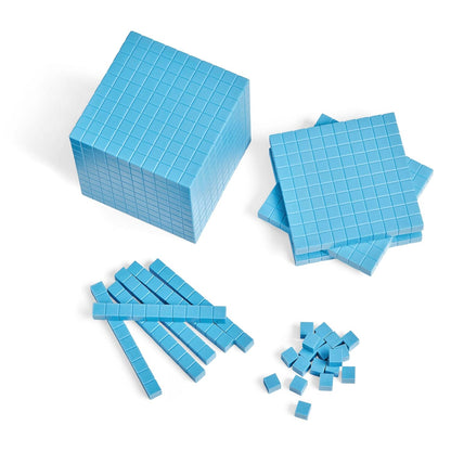 hand2mind Blue Plastic Base Ten Blocks Complete Set, Place Value Blocks, Counting Cubes for Kids Math, Base Ten Blocks Classroom Set, Math Blocks Kindergarten, Base 10 Math Manipulatives (Set of 644)