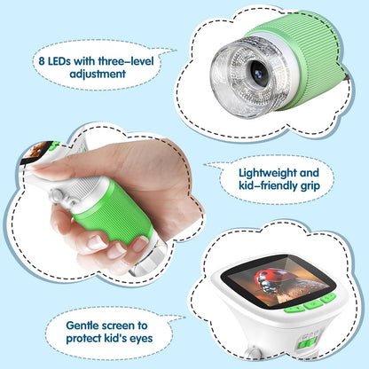 2-in-1 Kids Microscope Camera with 200W Dual Lens-2.0" Screen 500X Photo & Video AUKCLAX Digital Microscopes Handheld for 3 4 5 6 7 8 9 10 11 12 Year Old Kids Educational Science Kit Toy Gifts(Purple)