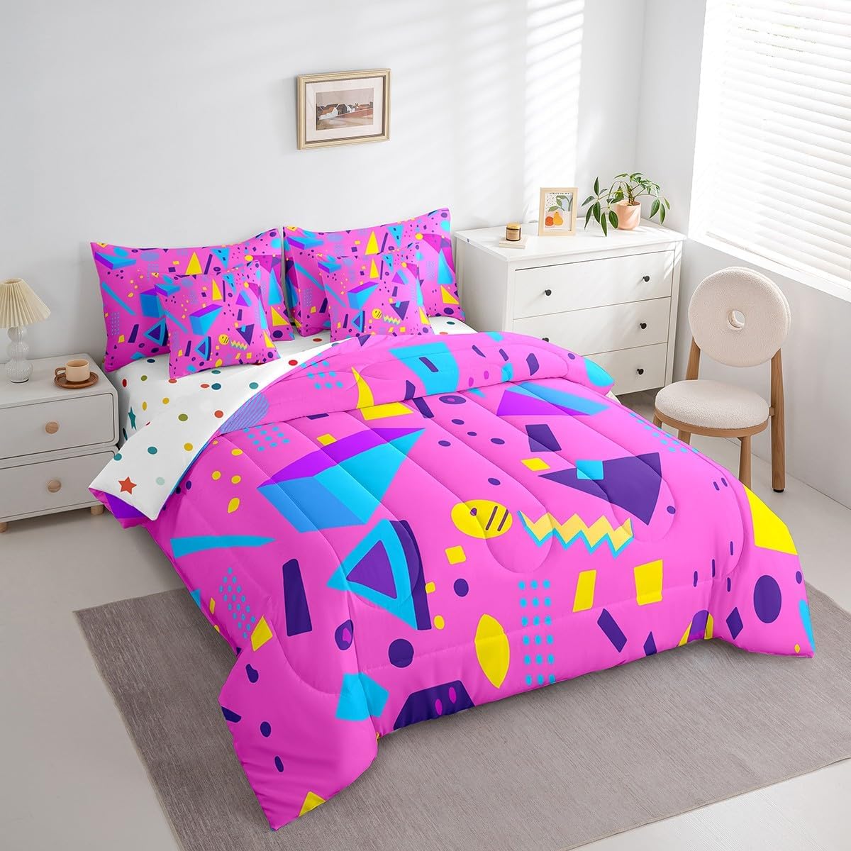 Erosebridal Chemical Equation Bed in a Bag Queen Comforter Set 7 Piece,Chemistry Bedding Sets Science Students Learning Gift Sheet Set with Comforter,Molecular Formula Education Bed Set - Colors A