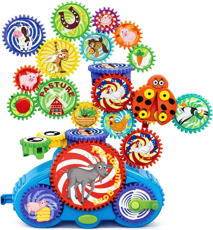 Motorized Spinning Gear Building Toys for Kids, Space Rocket STEM Construction Set, Educational Interlocking Building Blocks Puzzle | Gear Toys for Toddlers Ages 3-8