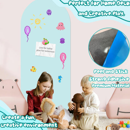 8 PCS Magnetic Wall Decals for Kids Magnetic Chalkboard Peel and Stick Magnet Sheets Board Sticker Tangram Puzzle Self Adhesive Contact Paper Dry Erase Blackboard for Playroom Homeschool 15.7"x10.4"