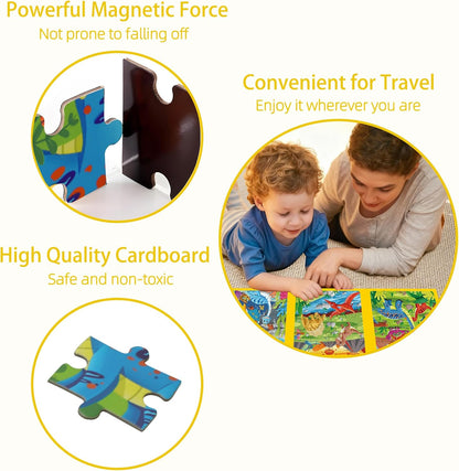Magnetic Unicorn Mermaid Princess Puzzle for Girls Ages 3-6, 20 Piece Travel Magnetic Puzzle for Toddlers, Car Airplane Road Trip Activity Toy