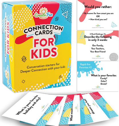 101 Conversation Cards for Kids - Family Question Games for Kids and Adults, Christmas Dinners, Game Nights, Holiday Gatherings & Gifts - Prompts for Confidence, Social Skills & Meaningful Connection