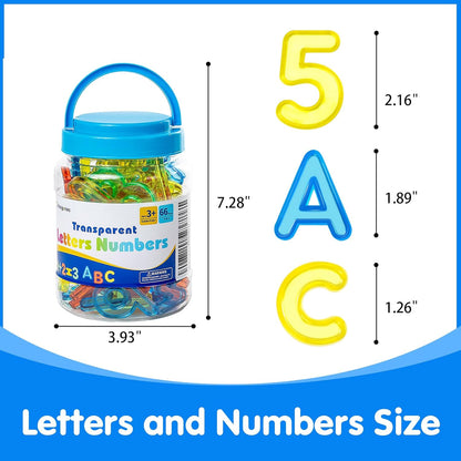 66 Pcs Translucent Letters and Numbers – Light Table Toys, Manipulatives and Accessories for Enhanced Learning & Fun