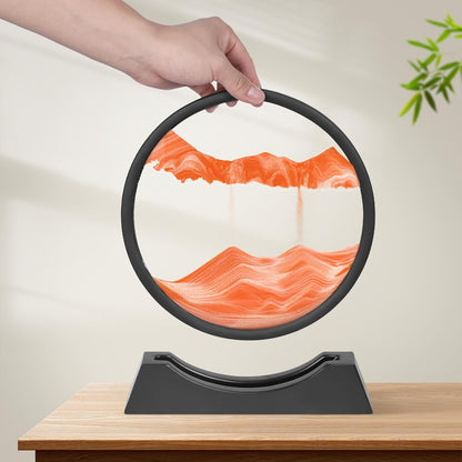 Wai Danie Moving Sand Art Picture 3D Hourglass Deep Sea Sandscape Liquid Motion Display Painting Flowing Sand Frame Relaxing Desktop Home Office Work Decor (Black, 12 Inches)