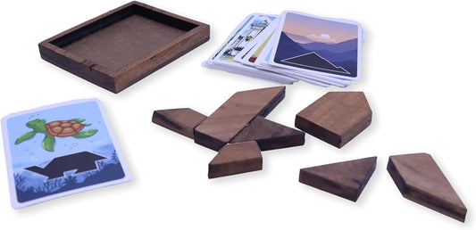 Enigma Grain Wooden Tangram Brain Puzzles for Adults | Challenging Wooden Brain Teasers Puzzle | 50+ Puzzles Inside! | Great to Do with Others!