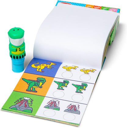 Melissa & Doug Sticker Wow!™ Sticker Stamper and 24-Page Activity Pad, 300 Stickers, Arts and Crafts Fidget Toy Collectible Character – Dinosaur - for Kids Ages 3+ - FSC Certified