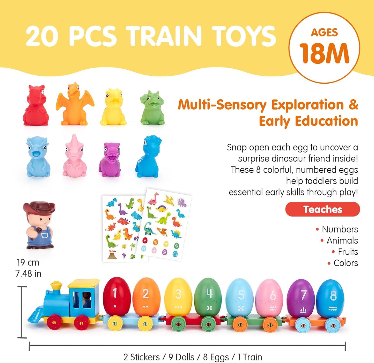 Toddler Learning Toys for 2 3 Year Old-Counting Matching & Sorting Activity Montessori Train Set with Farm Animals Finger Puppets Keys to Lock and Unlock Barn Birthday Gift for Boys Girls 2-5