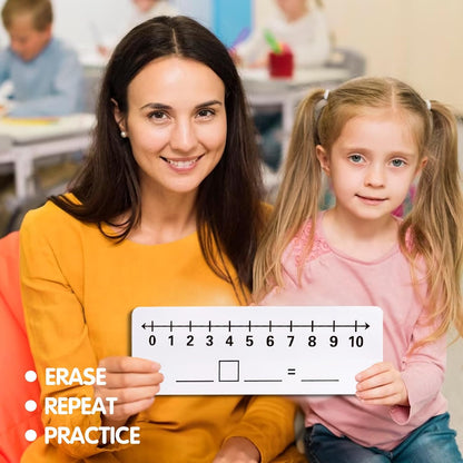 2 Pcs Dry Erase Number Line Board, Double Sided Number Line for Students, Homeschool, Teacher Supplies, Classroom, Math Game for Math Center，High Quality Durable 12 x 4 Inch 0-10, 0-20