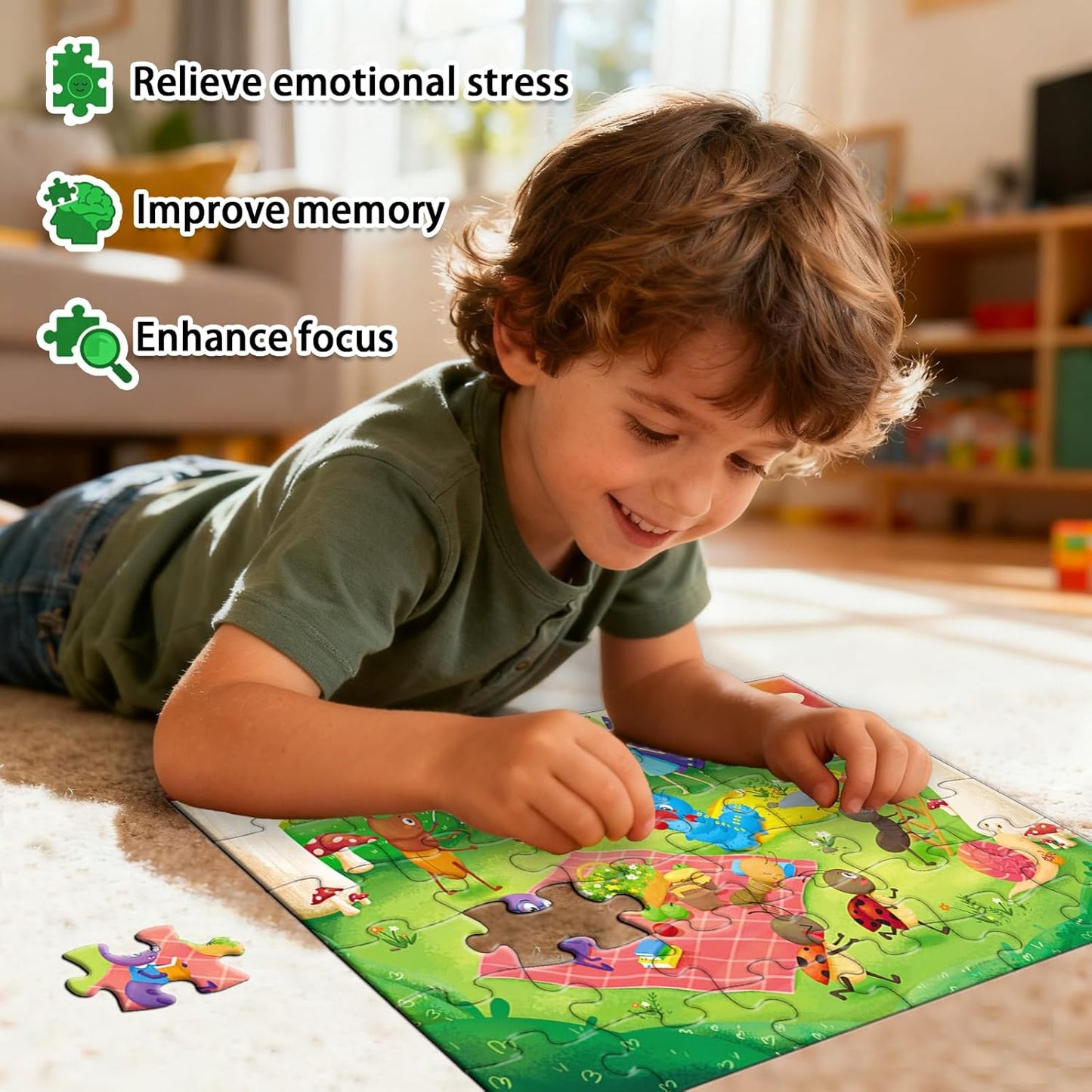 GIVEITALL Jigsaw Puzzles for Kids Ages 3-5 6-8 8-10 Year Old,Dog Planet Floor Puzzle 36 Pieces Enlightening Game Creative Gifts for Boys Girls (Dog)